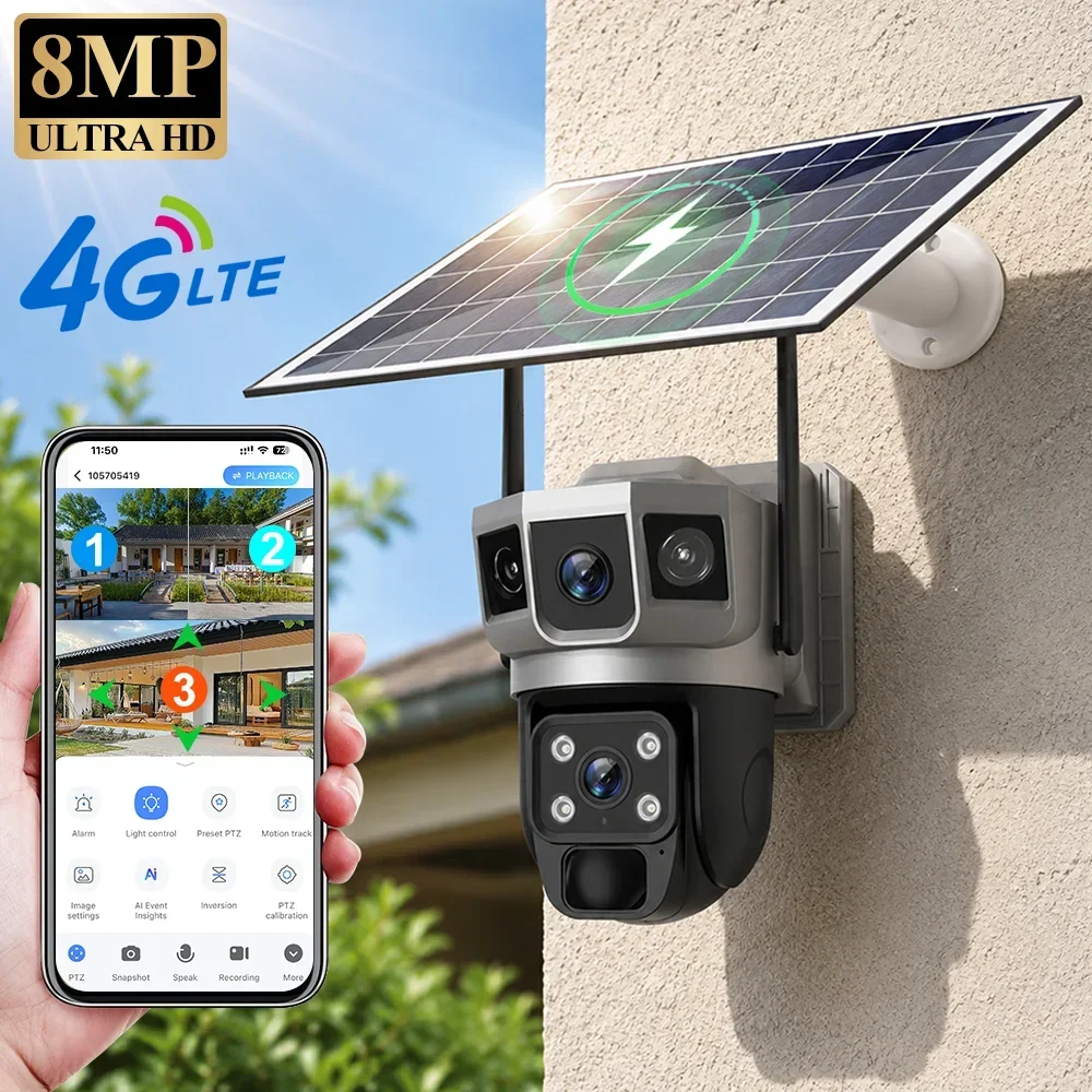 Home Security And Cctv - V380 4K 3 Screens 4G Camera