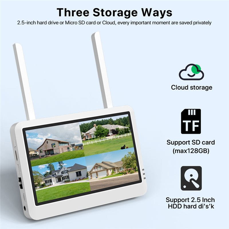 B44C Wireless 8CH 7-Inch LCD M - Home Security Video Recording Systems recension och pris