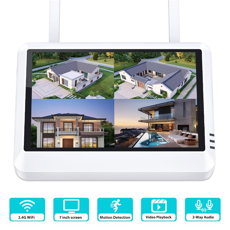 B44C Wireless 8CH 7-Inch LCD M - Home Security Video Recording Systems recension och pris